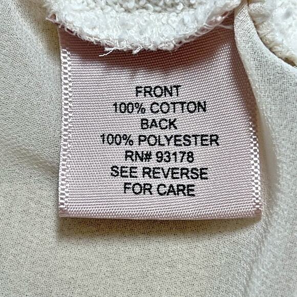 Philosophy Size S Terry Knit Top Sheer Back Sweatshirt Raw Hem Cream - Picture 9 of 10